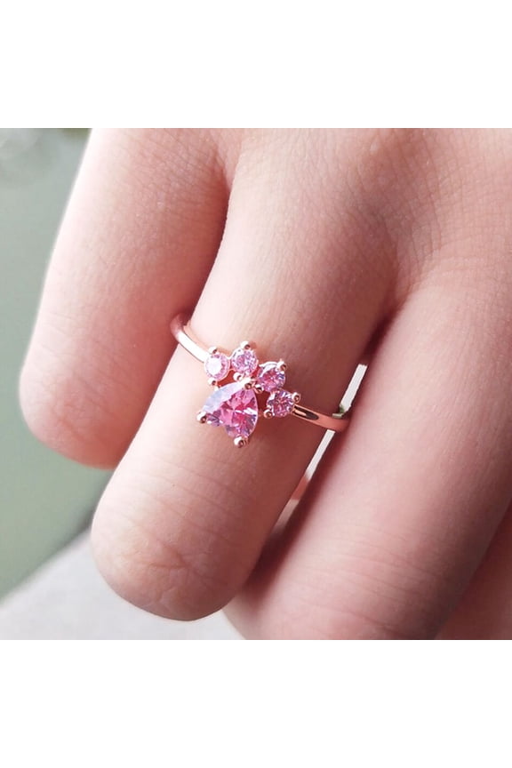 Ring Cats Paw Design Adjustable Alloy Women Round Opening Ring for Party