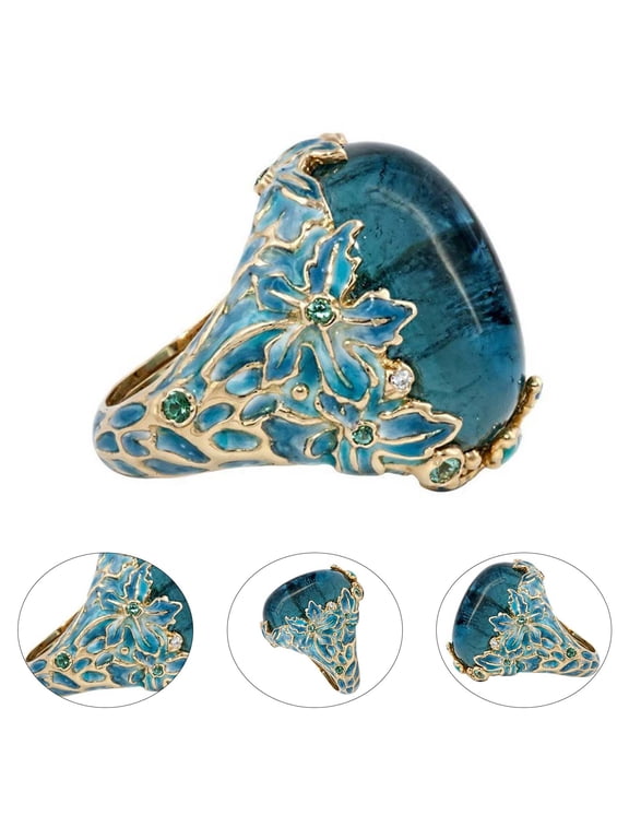 Ring Decorative Eye-catching Anti-deform Retro Elegant Flower Elements Lady Ring for Daily Life