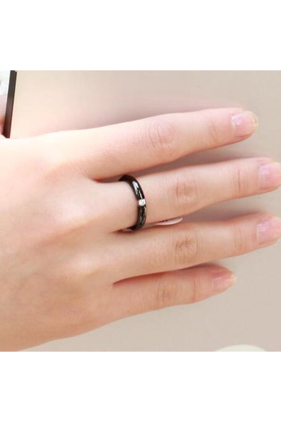 Ring Polishing Rhinestone Inlaid Titanium Steel Titanium Wedding Ring for Party