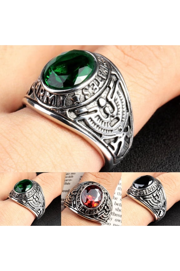 Ring Punk Oval Shape Rhinestone Inlaid Punk Classic Ring for Party