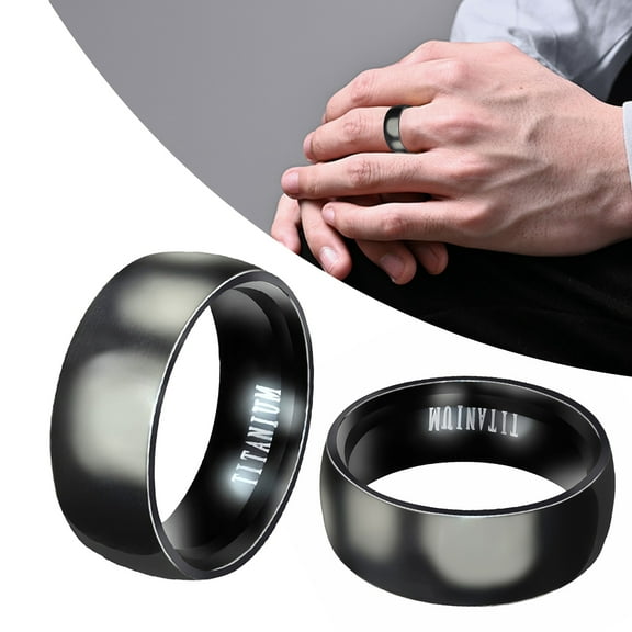 SmartBy Ring Wide Band Creative Titanium Steel Solid Color Jewelry Accessories for Men
