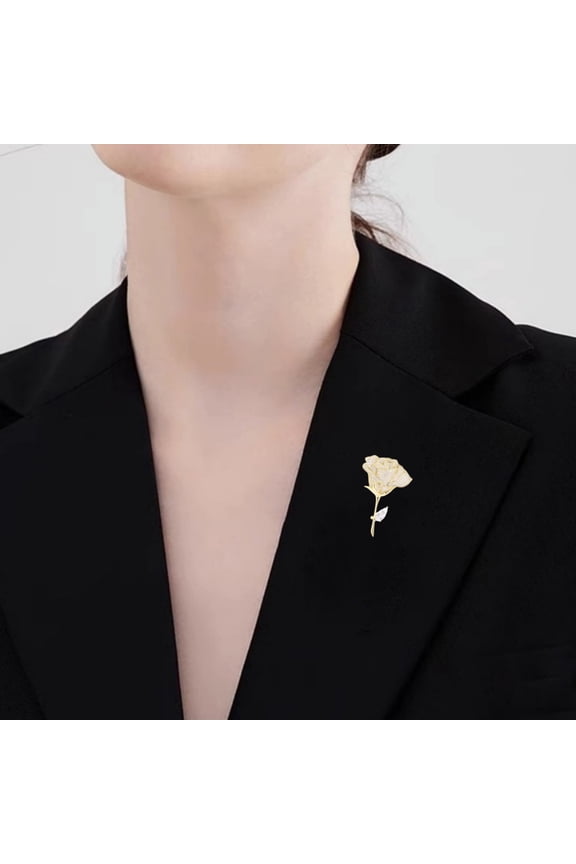 Rose Brooch with Diamonds Dazzling Alloy Lapel Pin Fade Resistant Exquisite Flower Pin for Daily Wear And Holiday