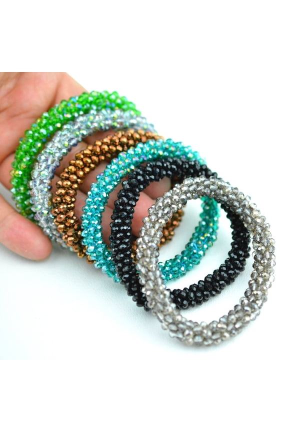 Shiny Rhinestone Elastic Bracelet Bangle Hair Rope Hairband Nepal Women Jewelry