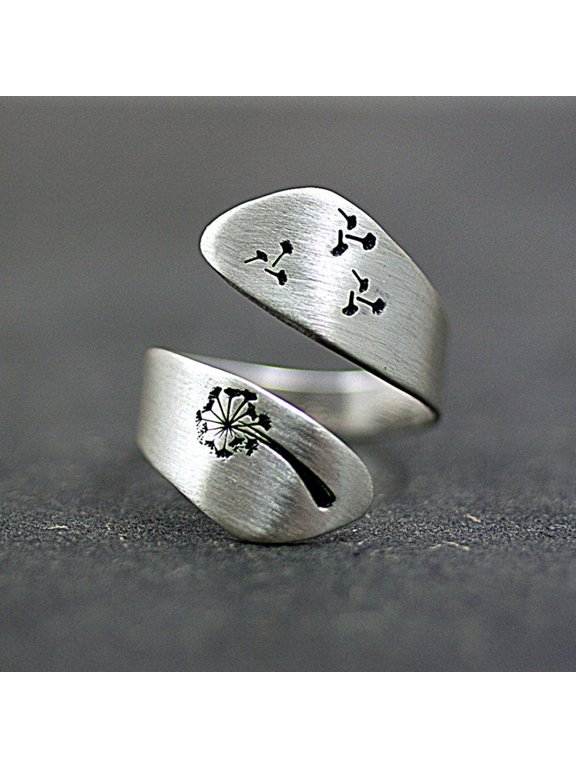 Simple Women Dandelion Spiral Opening Finger Ring Adjustable Party Jewelry Gift