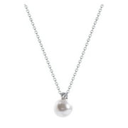 SmartBy Single Faux Pearl Pendant Necklace Shiny Rhinestone Inlaid Adjustable Extended Chain Necklace Women Clavicle Chain Jewelry Gift