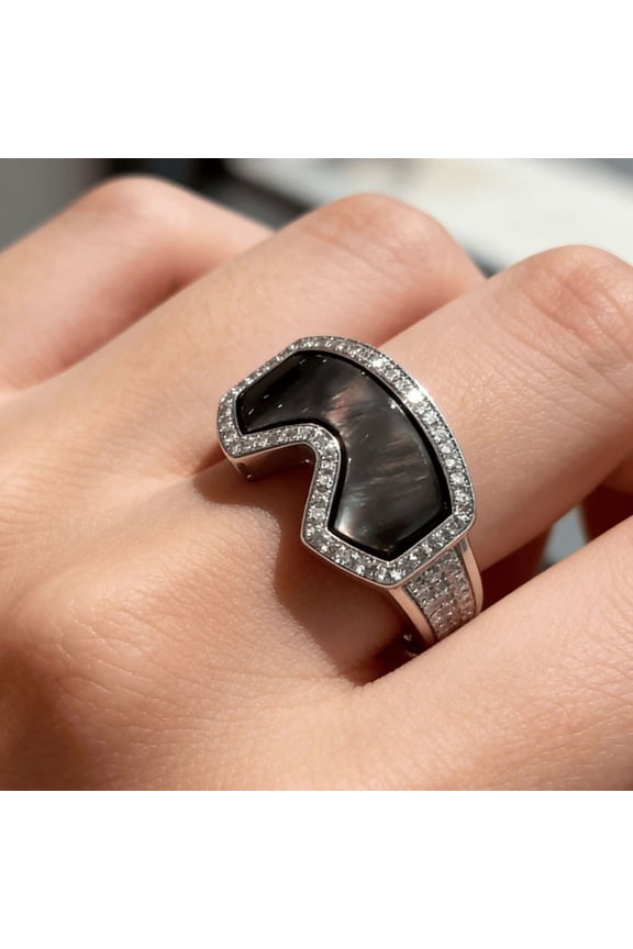 Ski Goggle Ring Shiny Rhinestones Finger Ring 3D Winter Sports Themed Ring Winter Coat Jewelry Accessory Ski Enthusiast Gift