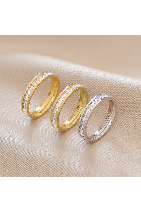 Smooth Surface Noble Couple Ring Square Cubic Zirconia Wedding Ring Jewelry Accessory