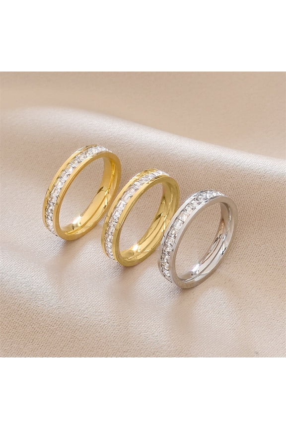 Smooth Surface Noble Couple Ring Square Cubic Zirconia Wedding Ring Jewelry Accessory