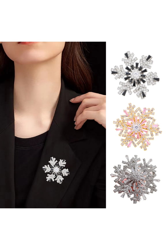 Snowflake Brooch Full Diamond Multifunctional Jewelry for Suits Coats Bags Exquisite Sparkling Design Durable Alloy Material Secure Pin Lapel Pin Gift