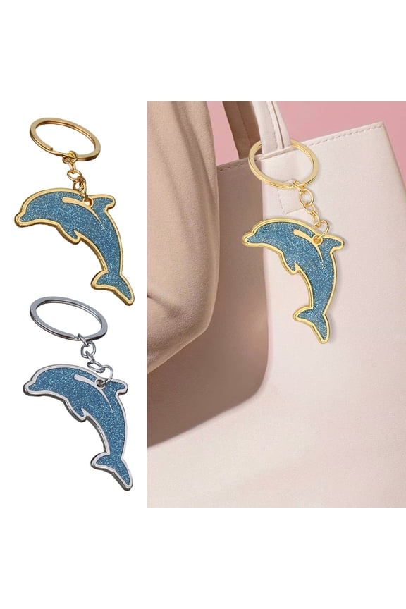 Sparkling Dolphin Keychain Pendant Lightweight Metal Keychains Creative Cartoon Animal Keyring Sea Themed Keychain for Men Women