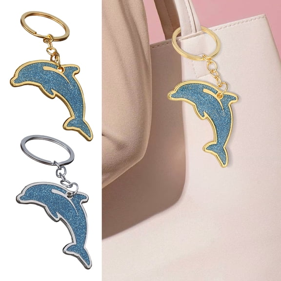 SmartBy Sparkling Dolphin Keychain Pendant Lightweight Metal Keychains Creative Cartoon Animal Keyring Sea Themed Keychain for Men Women