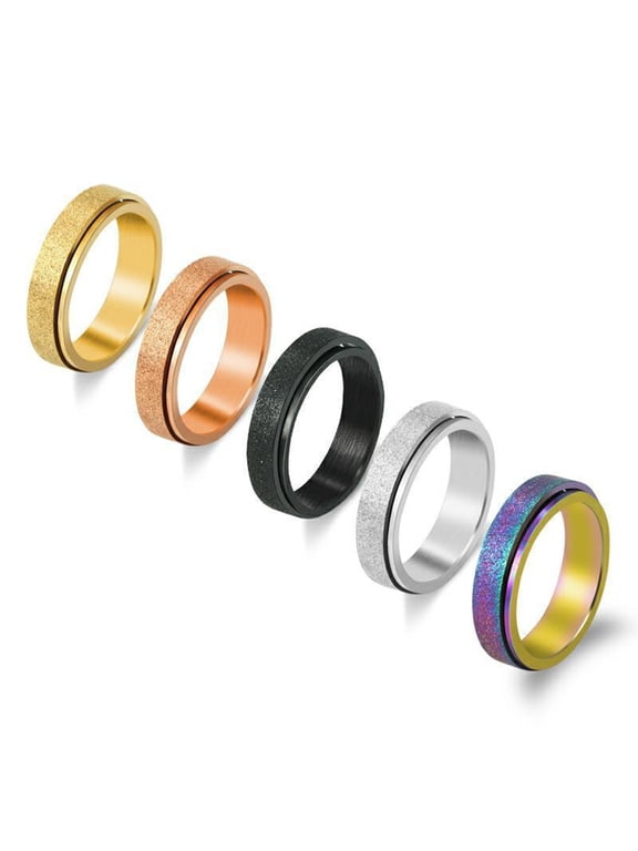 Spinner Ring Unisex Popular Stress Relieving Sand Blast Finish Anti-anxiety Fidget Ring Band for Daily Dress