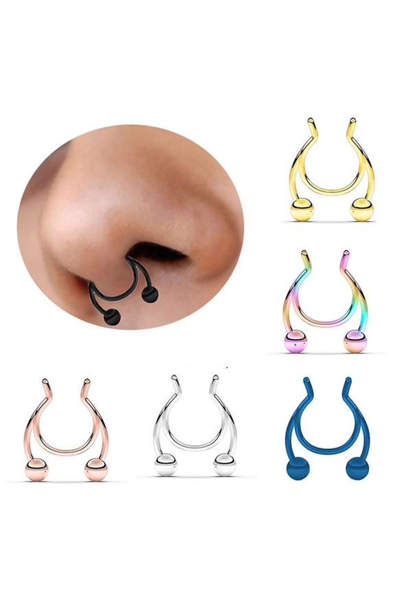 Stainless Steel Antler Shape Nose Ring Clip Nasal Septum Piercing Body Jewelry