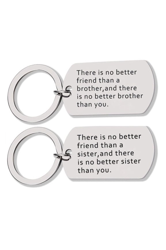 Stainless Steel Letters Print Key Ring Holder Keychain Bag Decor Birthday Gift