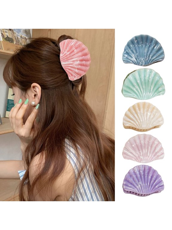 Strong Grip Hair Claw, Pearlescent Gradient Shell Design Hair Clip, Lightweight Portable Hair Accessories for Daily Wear Beach Vacation