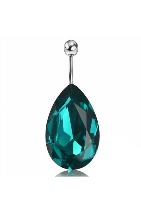 Surgical Steel Tear Drop Rhinestone Button Barbell Bar Belly Navel Ring Body Piercing