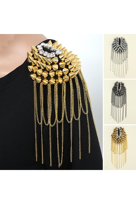 Tassel Epaulet Tassel Chain Rhinestone Clothing Accessories Ornamental Charming Decorate Shiny Temperament Shoulder Brooch Epaulette Women Accessory