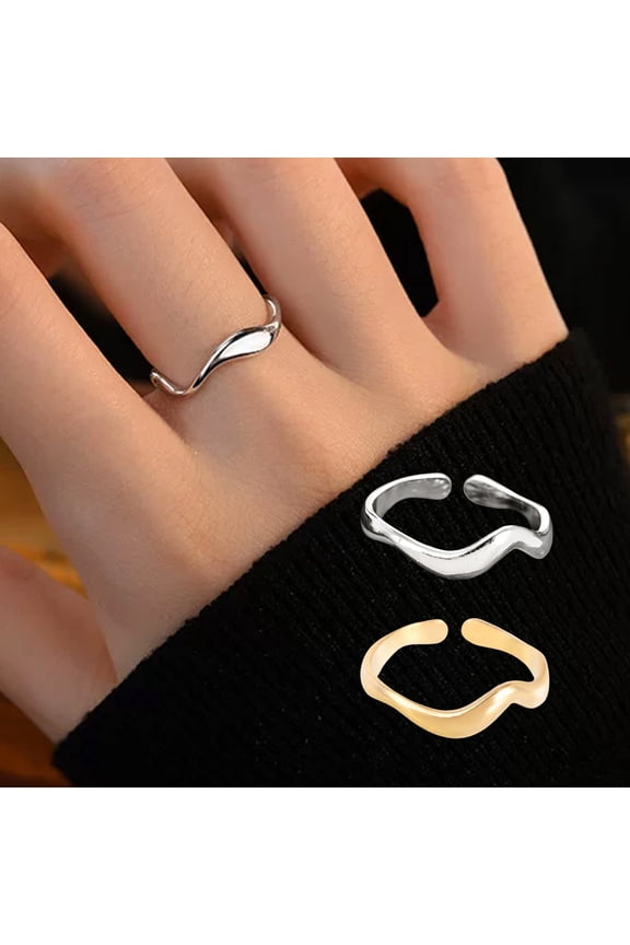Thumb Ring Irregular Line Shape Adjustable Opening Design Finger Ring Stainless Steel Finger Band Versatile Jewelry Gift