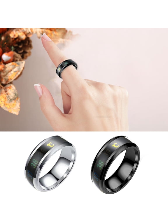 Titanium Steel Wedding Band Intelligent Body Temperature Sensing Ring Personal Health Men Women Ring