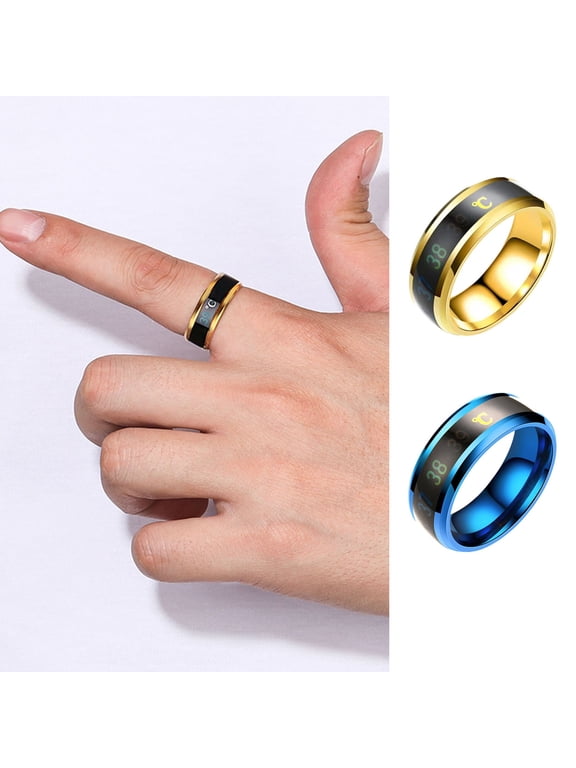 Titanium Steel Wedding Band Sense Body Temperature Ring Intelligent Temperature Sensing Ring Men Women Ring