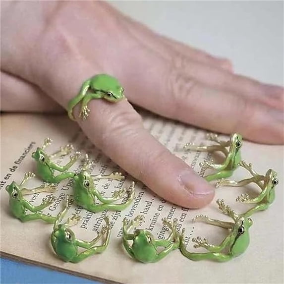 SmartBy Tree Frog Ring Good Detail Realistic Animal Smooth Polished Adjustable Open Ring Novelty Knuckle Ring Party Daily Lady Finger Jewelry