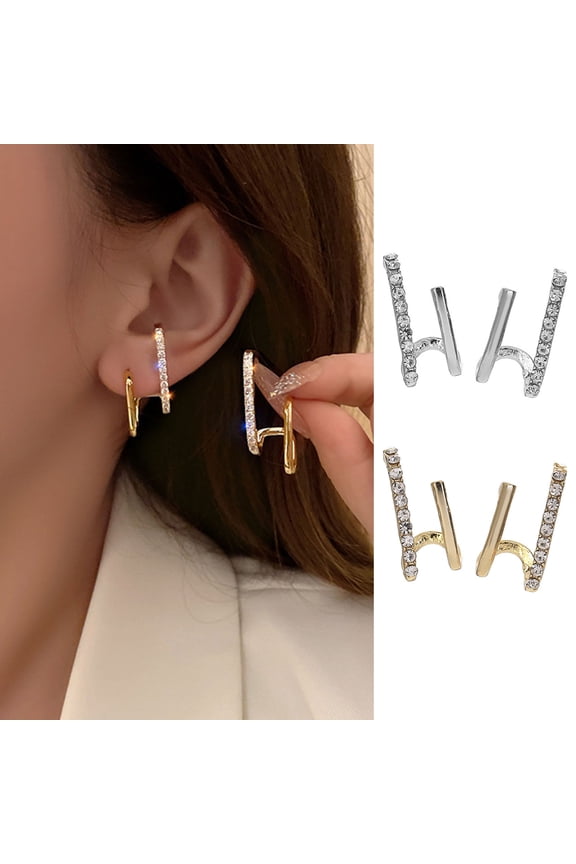 Twist Stud Earrings for Single Piercing Tiny Spiral Huggie Faux Double Hoop Earrings Illusion Earrings Birthday Valentines Day Gift for Mom Wife Girlfriend