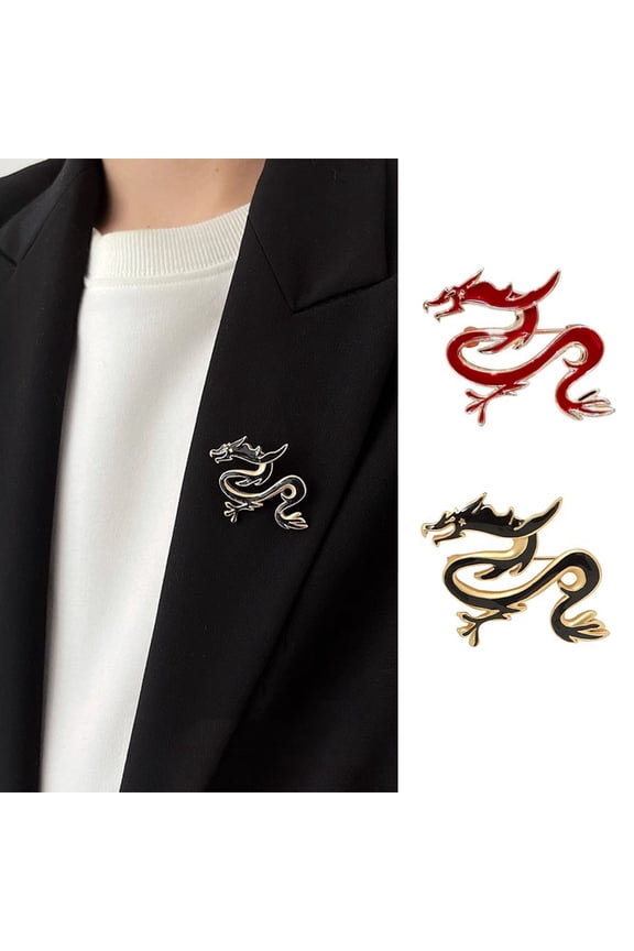 Unisex Brooch Dragon Shape Stainless Exquisite Vintage Anti-slip Wear-resistant Coat Collar Hat Scarf Decoration Clothes Pin Garment Jewelry Suit Coat Brooch