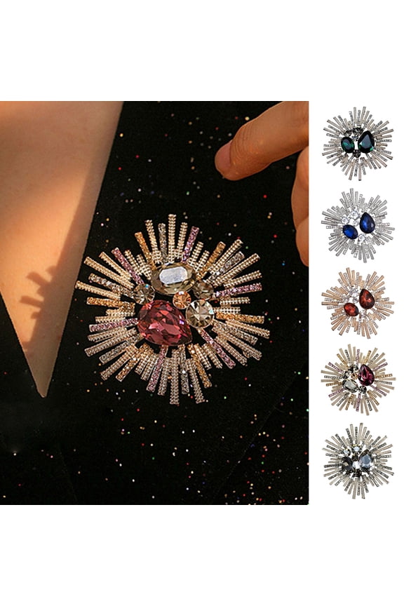 Unisex Brooch Flower Shape Rhinestone Decor Retro Bag Suit Coat Collar Hat Scarf Decoration Clothes Pin Party Prom Bride Wedding Garment Jewelry