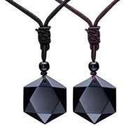 SmartBy Unisex Fashion Natural Energy Stone Hexagram Obsidian Necklace Jewelry Gift
