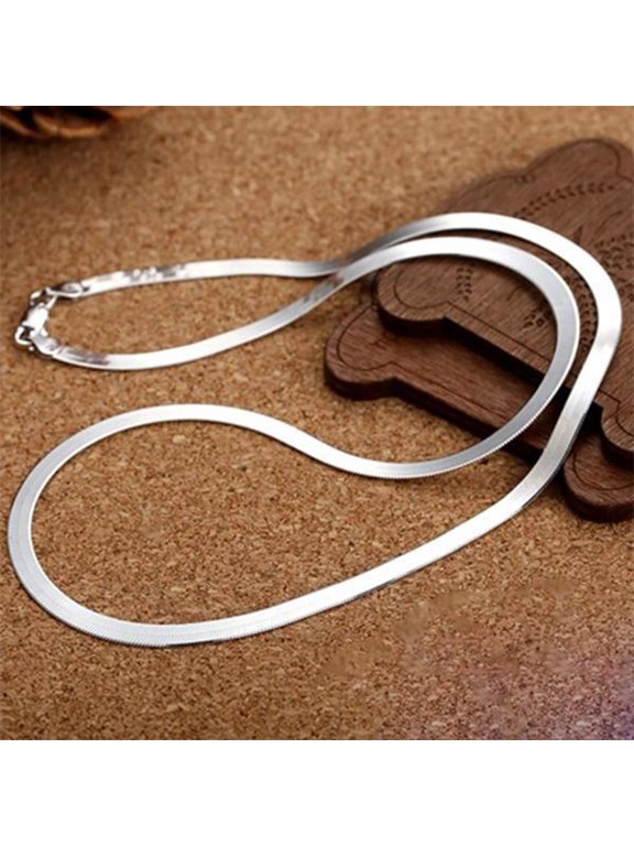 Unisex Necklace Flat Snake Chain Wide Jewelry Electroplating Long Lasting Italian Herringbone Necklace for Daily Wear