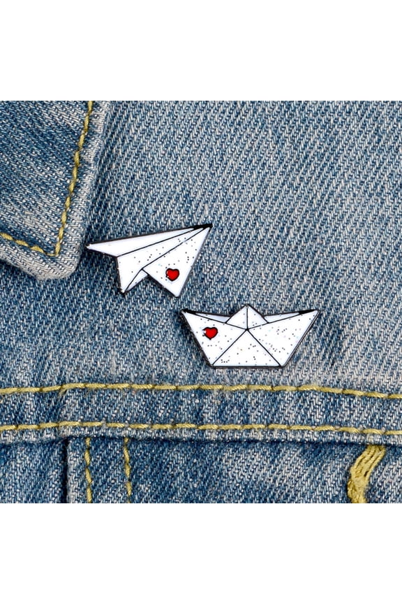 Unisex Origami Airplane Boat Enamel Brooch Pin Jacket Bag Badge Friend Gift