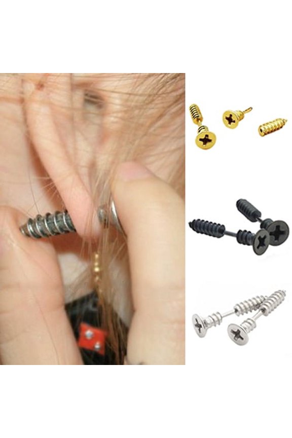 Unisex Punk Gothic Unique Stainless Steel Whole Screw Solid Ear Studs Earrings