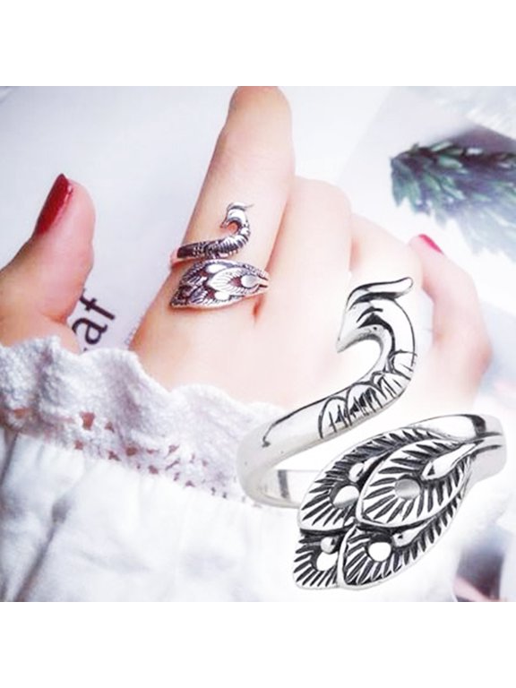 Unisex Retro Adjustable Phoenix Shape Yarn Knitting Accessory Open Finger Ring