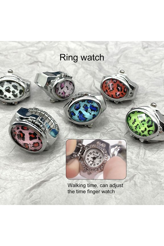 Unisex Ring Beautiful Fine Workmanship Flap Cover Personality Trendy Daily Wear Alloy Leopard Gem Ring Watch Gift