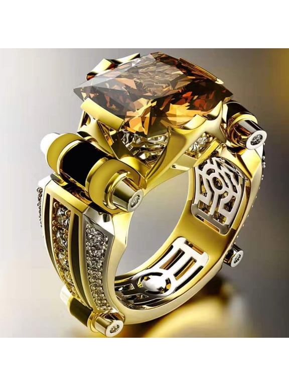 Unisex Ring Vintage Gothic Luxury Shiny Rhinestones Electroplating Decoration Gifts Men Women Cubic Zirconia Fidget Ring Jewelry for Daily Wear