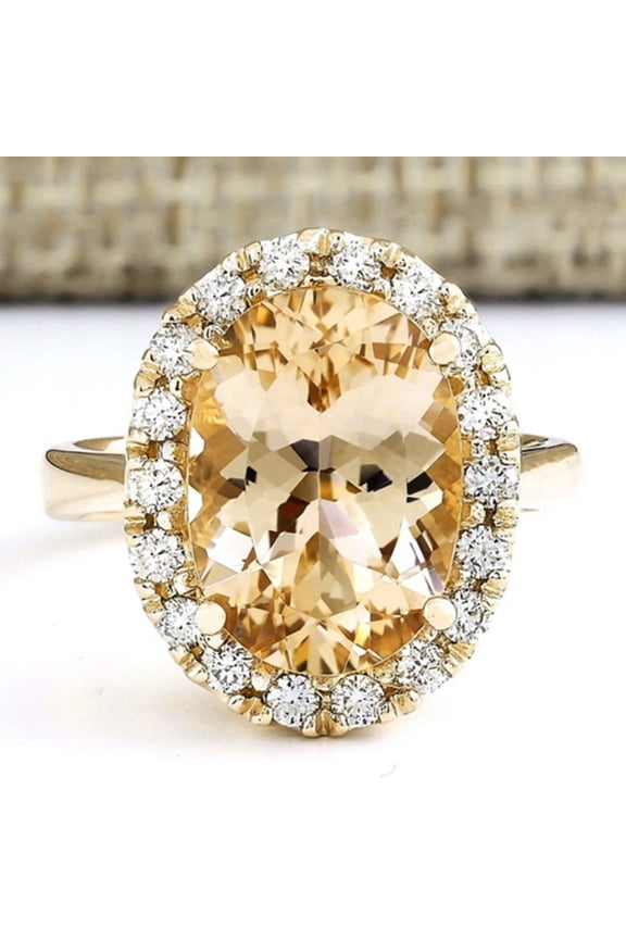 Valentine's Day Gift Oval Artificial Topaz Rhinestone Women Finger Ring Jewelry