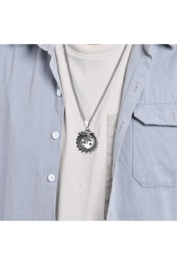 Viking Wolf Pendant Necklace Skoll Hati Wolf Pendant Necklace Retro Nordic Viking Jewelry Gift for Men And Women