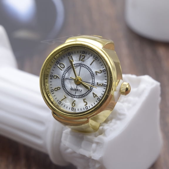 SmartBy Watch Ring Decorative Clear Dial Jewelry Clock Quartz Analog Finger Ring Watch for Adult