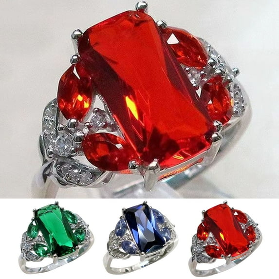 SmartBy Wide Exquisite Workmanship Women Ring Alloy Faux Gem Rhinestone Wedding Band Jewelry Accessory
