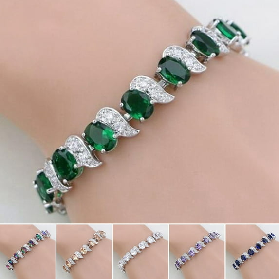 SmartBy Women Bracelet Leaf Charm Elegant Classic Adjustable Blue Rhinestone Embedded Ladies Bracelet Fashion Jewelry