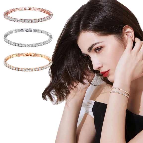 SmartBy Women Bracelet Shiny Cubic Zirconia Geometric Luxury Copper Stainless Lightweight Women Wrist Bracelet Jewelry
