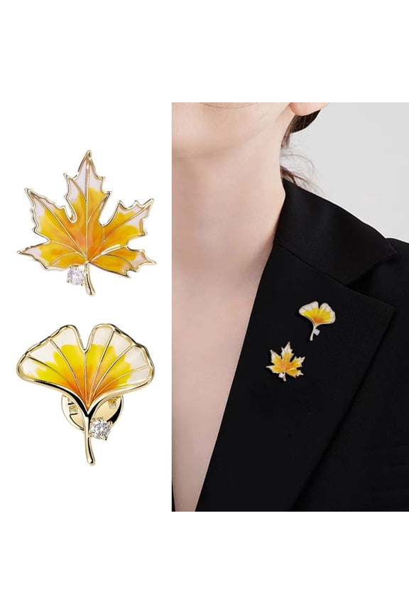 Women Brooch Sunflower Maple Leaf Apricot Leaf Clothes Pin Realistic Electroplated Polished Exquisite Prom Party Coat Shirt Dress Brooch
