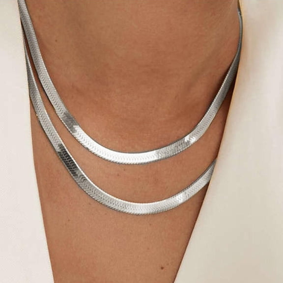 SmartBy Women Choker Necklace Multi Layer Flat Snake Bone Necklace Adjustable Extended Chain Choker Necklace Jewelry Accessories