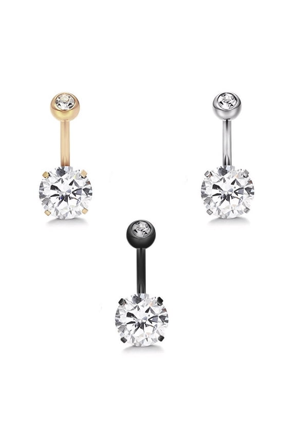 Women Cubic Zirconia Barbell Belly Button Navel Ring Body Piercing Jewelry Gift