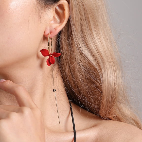 SmartBy Women Fashion Petal Drop Linear Dangle Asymmetric Leverback Earrings Jewelry