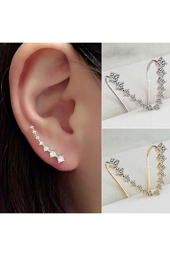 Women Fashion Rhinestone Big Dipper Ear Studs Clips Hook Earrings Jewelry Gift