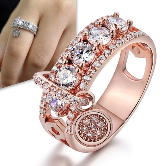SmartBy Women Fashion Rhinestone Faux Gem Plated Disc Ring Party Jewelry Wedding Gift