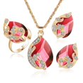 thumbnail image 1 of SmartBy Women Jewelry Set Shiny Water-Drop Shape Rhinestone Necklace Earrings Ring Gift, 1 of 7