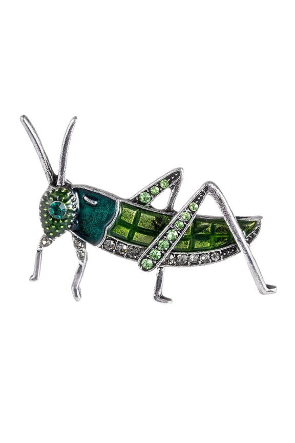 Women Locust Grasshopper Rhinestone Inlaid Insect Brooch Pin Bag Jacket Decor