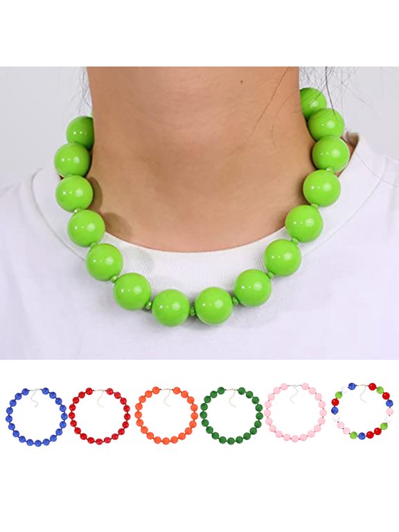 Women Necklace Simple Style 19 Bubblegum Beads Extension Chain Gift Unisex Colorful Beaded Couple Clavicle Necklace for Dating